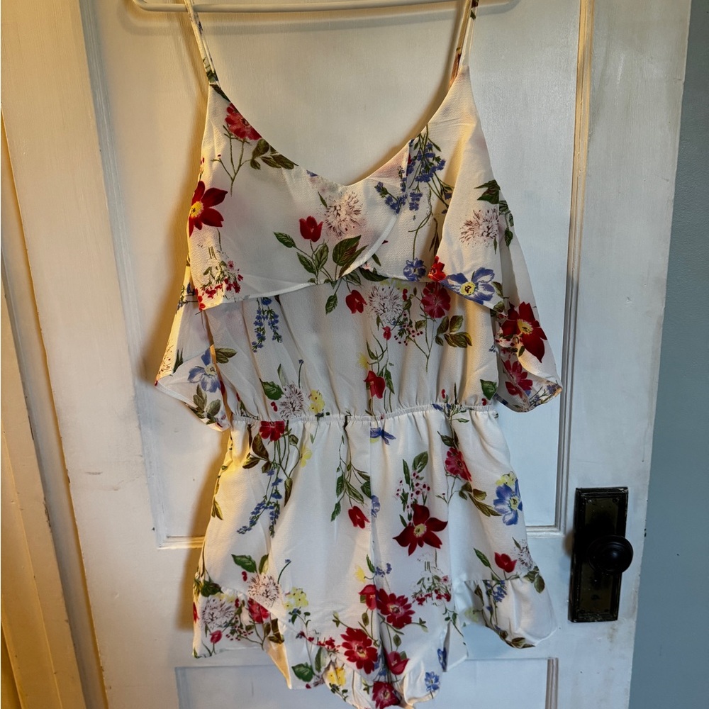 Floral Spaghetti Strap Boutique Romper-M